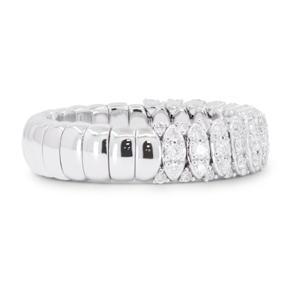 R1701 - 14K White Gold Diamond Stretchy Ring