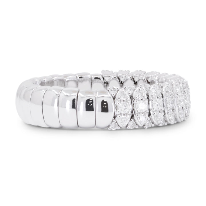 R1701 - 14K White Gold Diamond Stretchy Ring