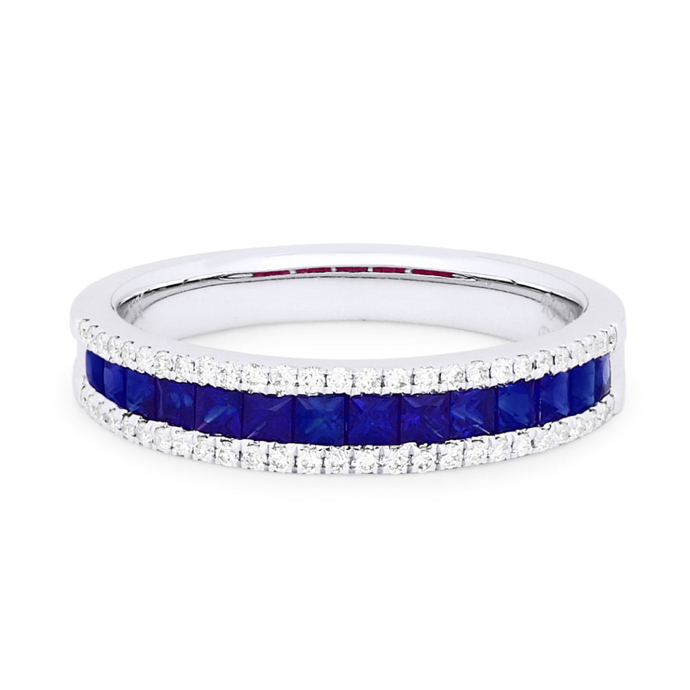 Madison L 18K White Gold Sapphire Wedding Band - style R1703SAW