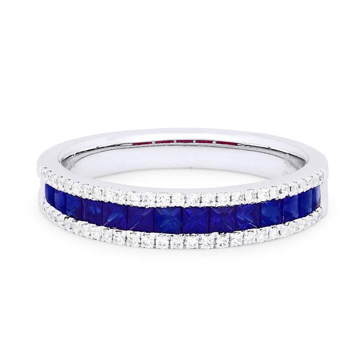 Madison L 18K White Gold Sapphire Wedding Band - style R1703SAW