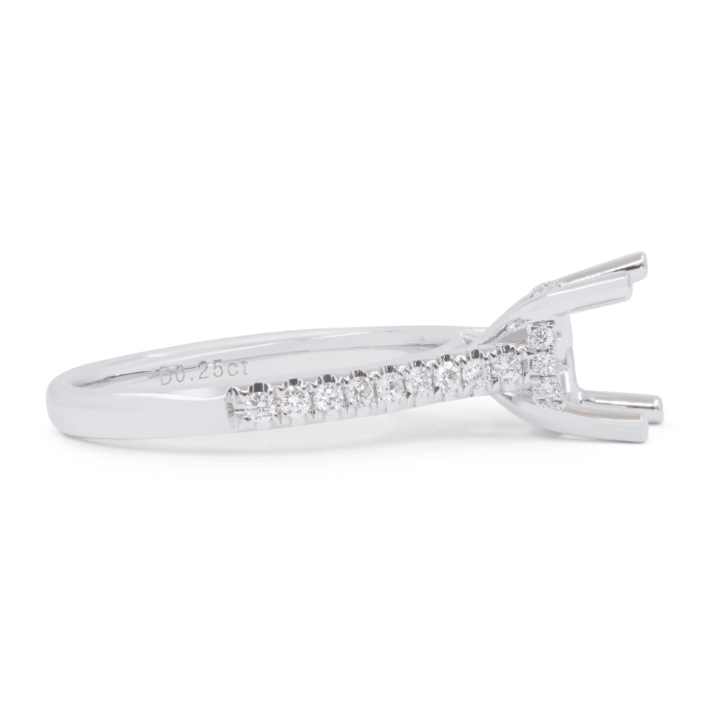R1719 - 18K White Gold Diamond Engagement Ring
