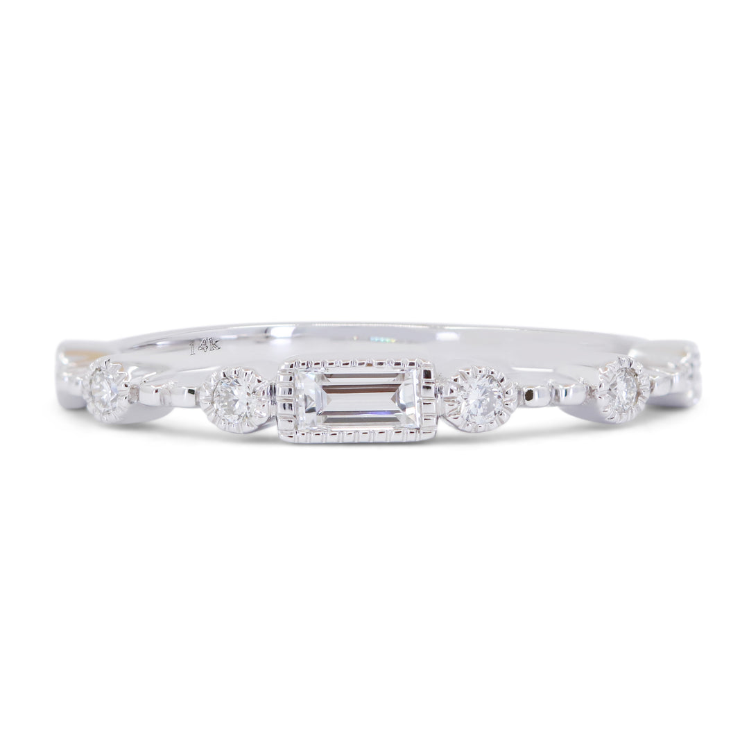 Madison L 14K White Gold Diamond Rectangle Ring - style R1734W