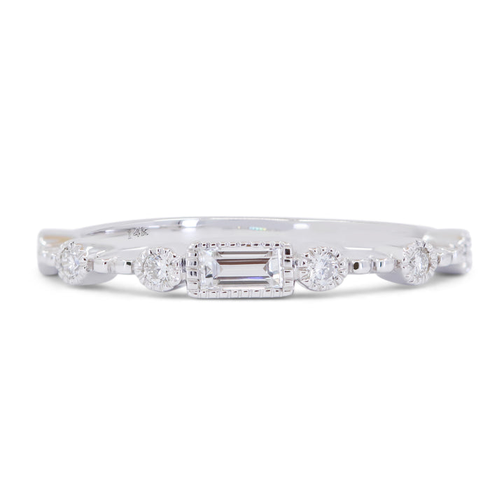 Madison L 14K White Gold Diamond Rectangle Ring - style R1734W