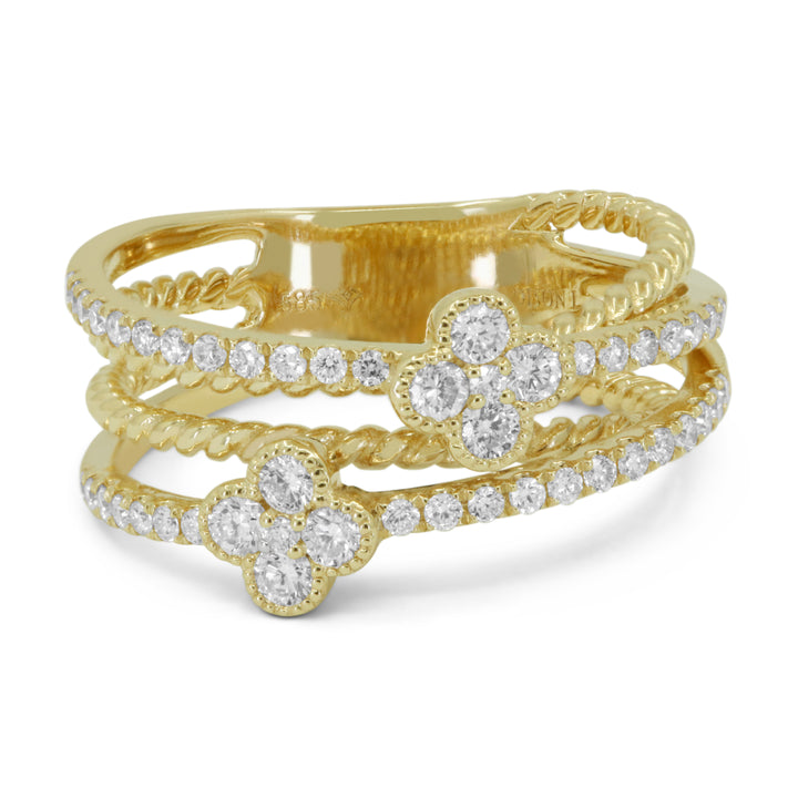 Madison L 14K Yellow Gold Diamond Clover Ring - style R1737Y