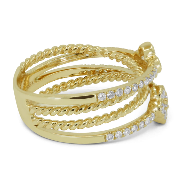 R1737 - 14K Yellow Gold Diamond Clover Ring