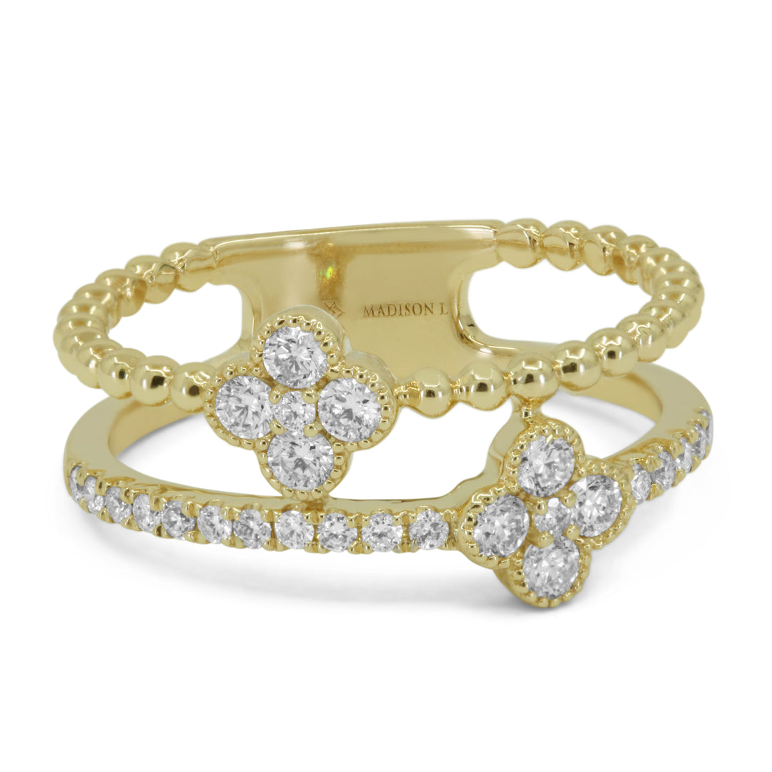 Madison L 14K Yellow Gold Diamond Clover Ring - style R1738Y