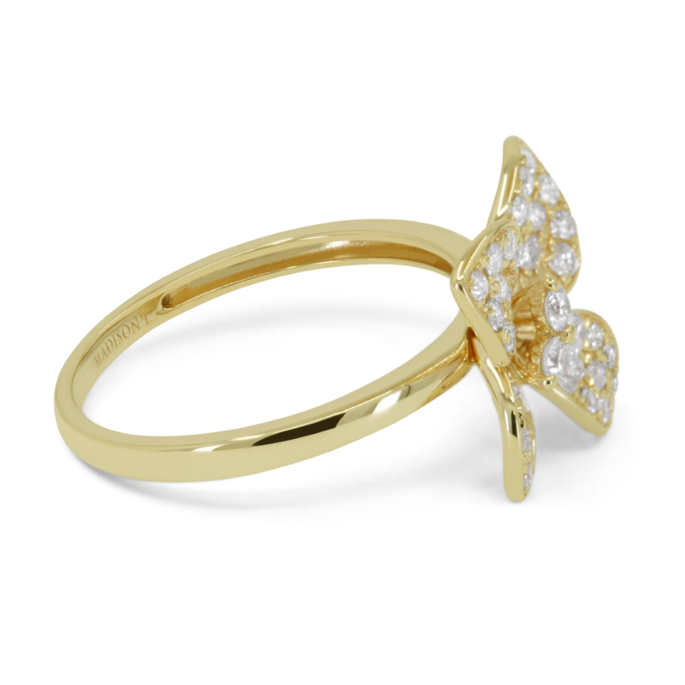 R1739 - 14K Yellow Gold Diamond Flower Ring