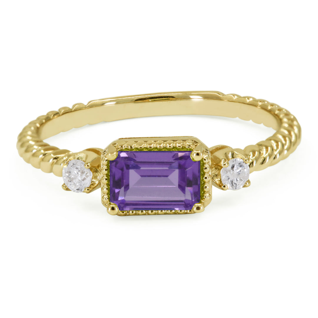 Madison L 14K Yellow Gold Amethyst Ring - style R1742AMY