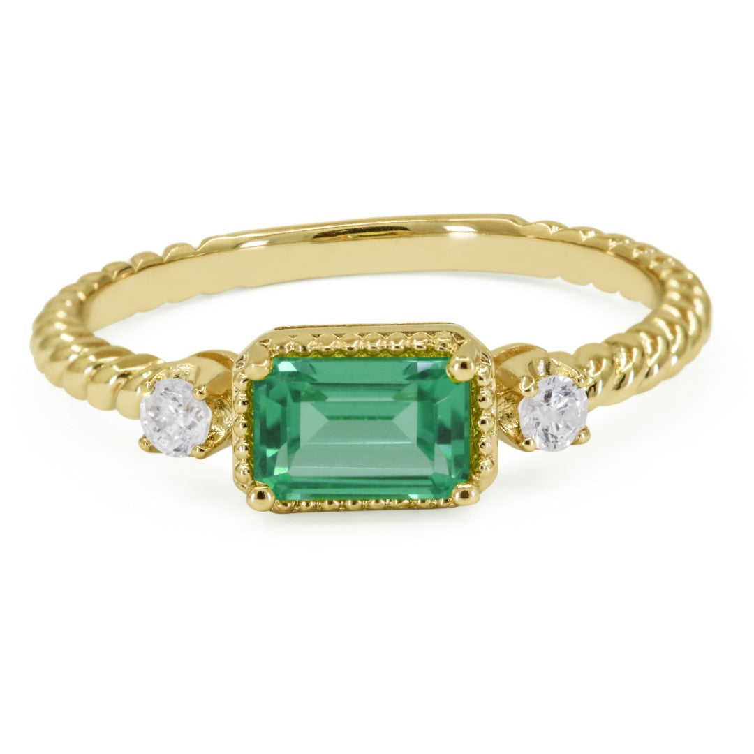 Madison L 14K Yellow Gold Created Emerald Ring - style R1742GCY