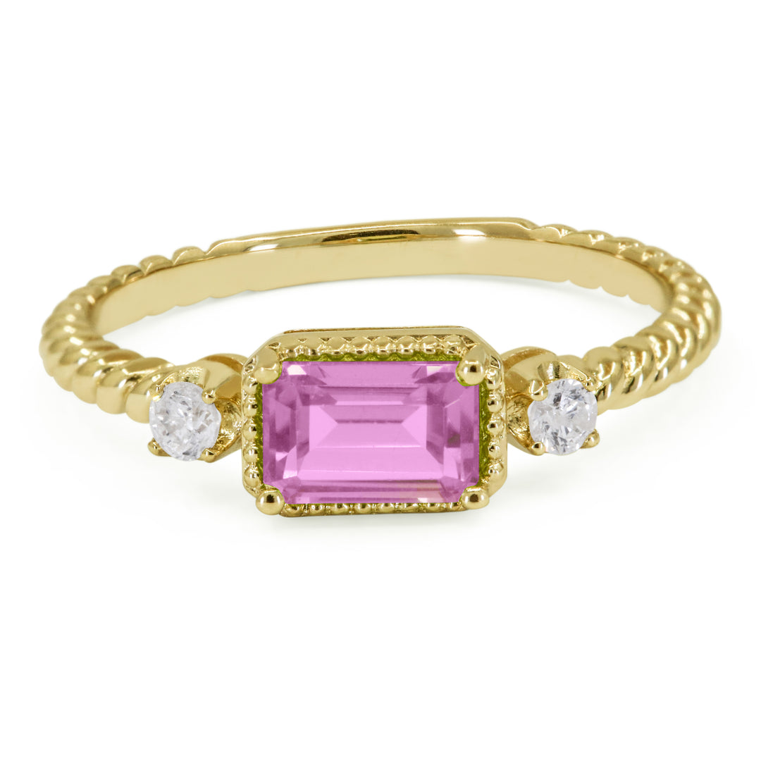 Madison L 14K Yellow Gold Created Pink Sapphire Ring - style R1742PCY