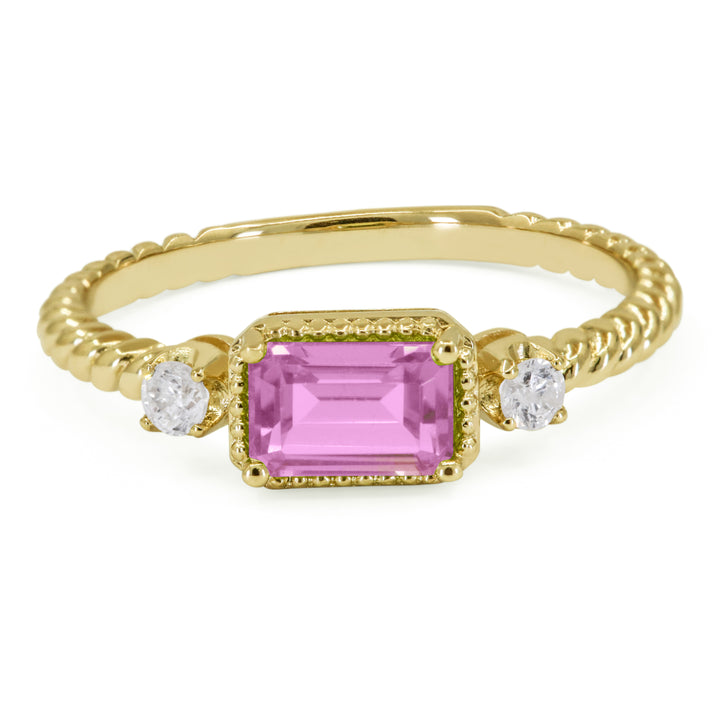 Madison L 14K Yellow Gold Created Pink Sapphire Ring - style R1742PCY