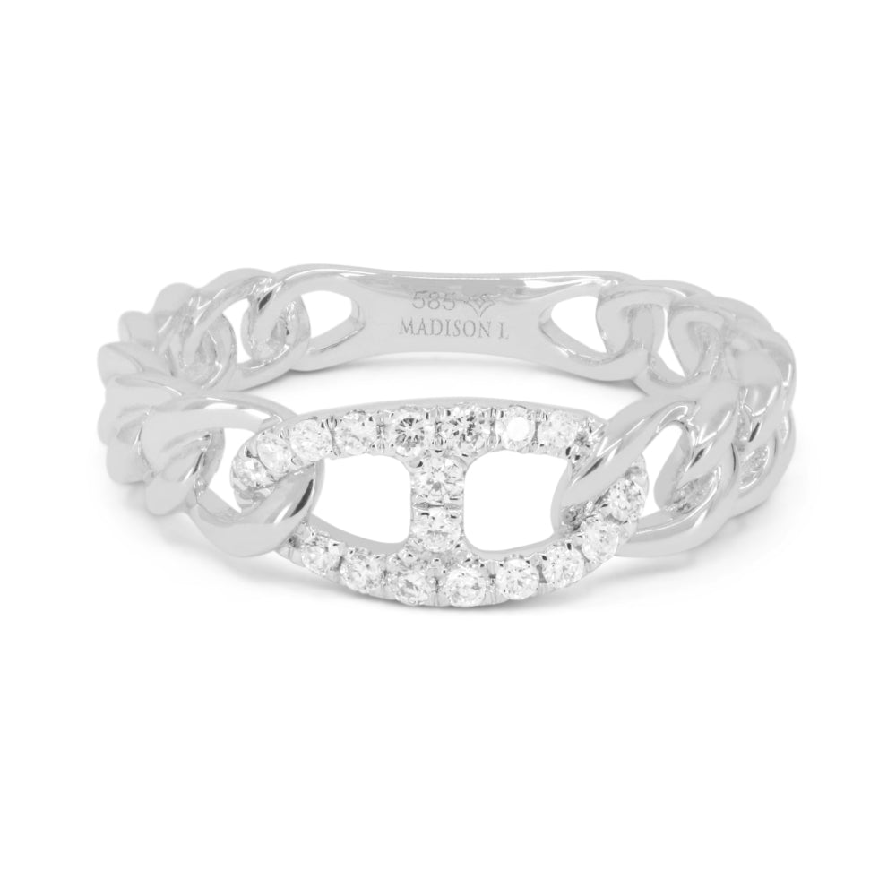Madison L 14K White Gold Diamond Paperclip Ring - style R1743W