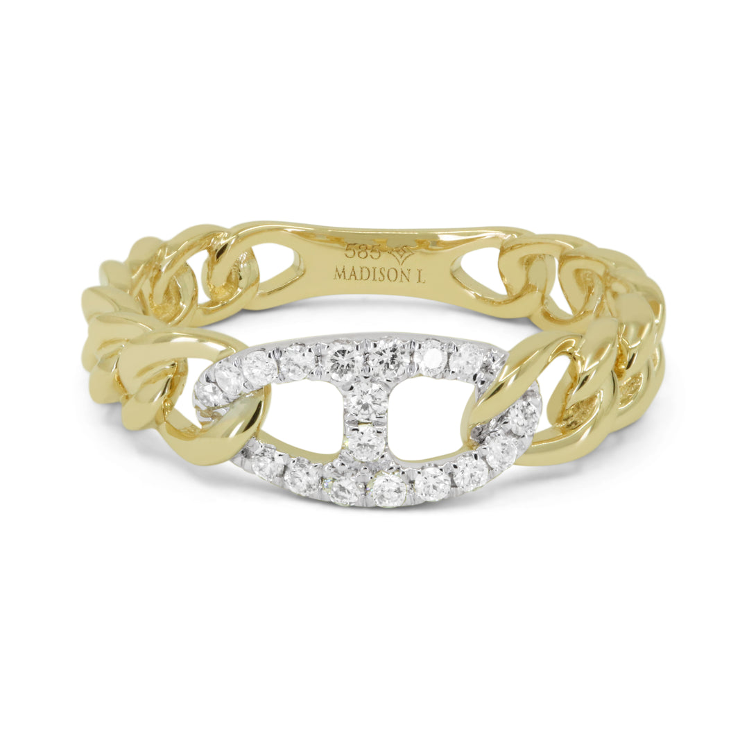 Madison L 14K Yellow Gold Diamond Paperclip Ring - style R1743Y