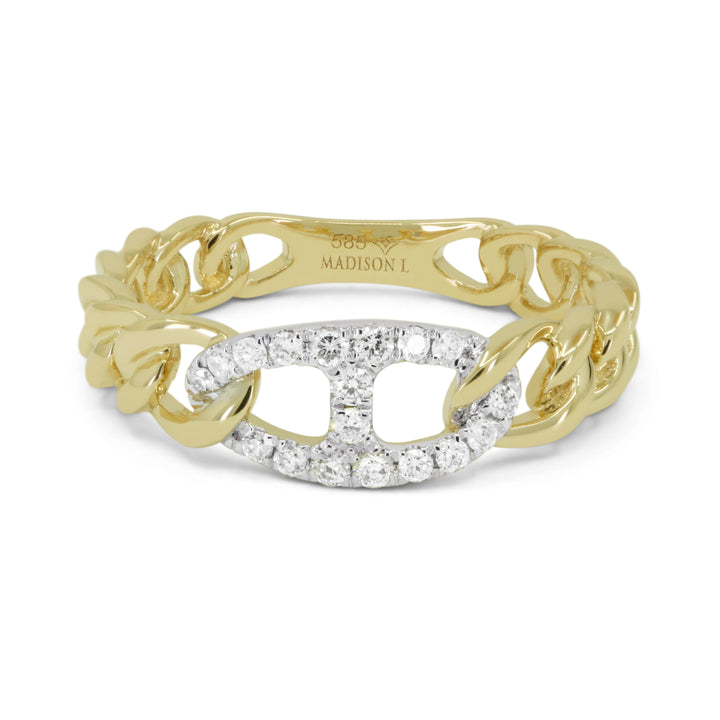 Madison L 14K Yellow Gold Diamond Paperclip Ring - style R1743Y