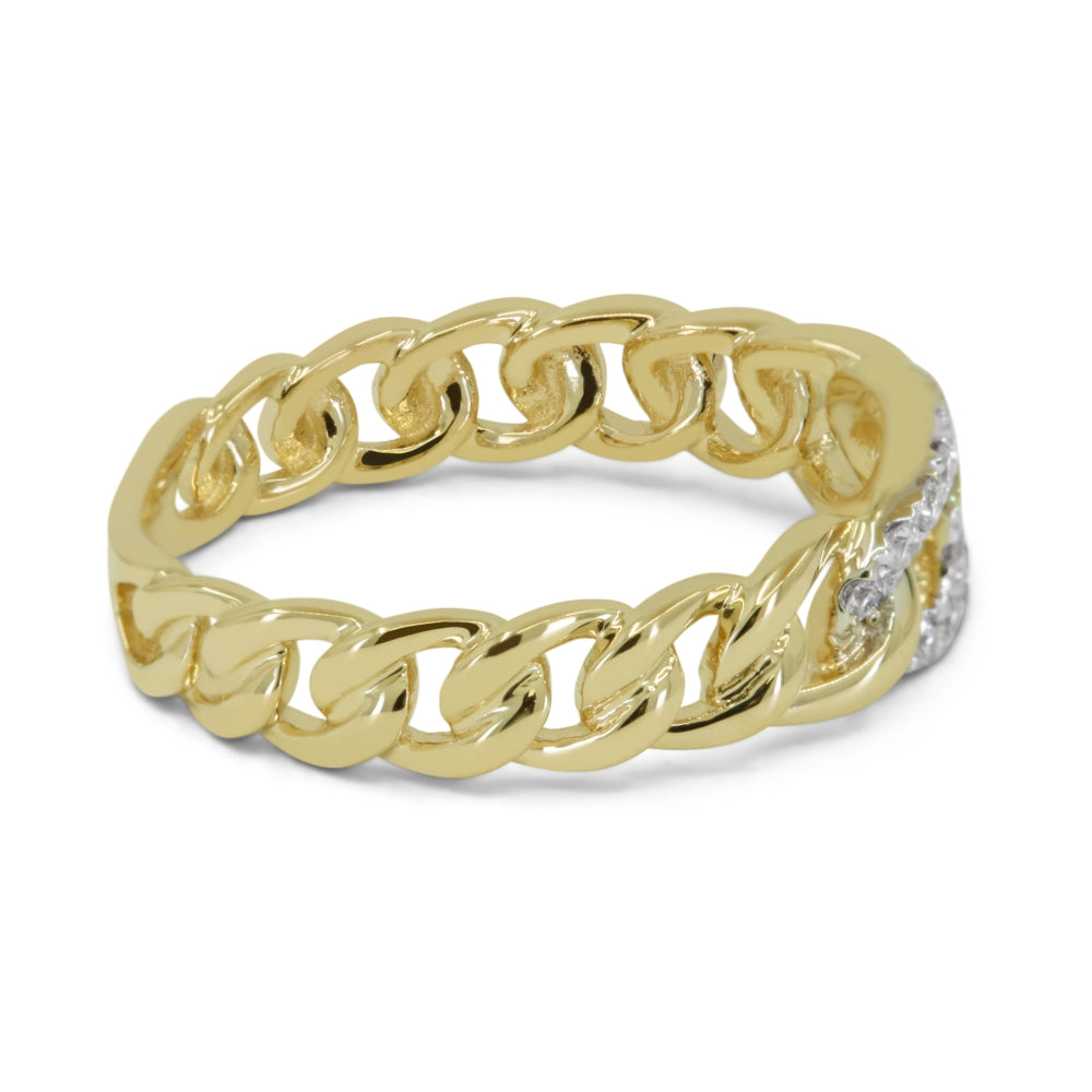 R1743 - 14K Gold Diamond Paperclip Ring