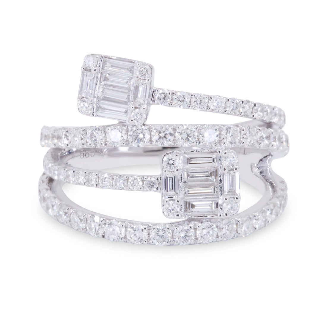 Madison L 14K White Gold Diamond Rectangle Ring - style R1748W
