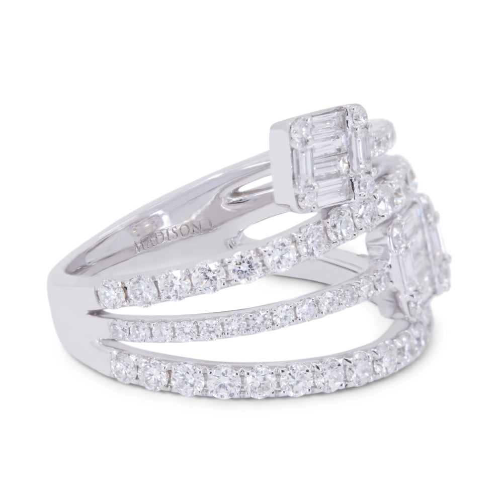 R1748 - 14K White Gold Diamond Rectangle Ring