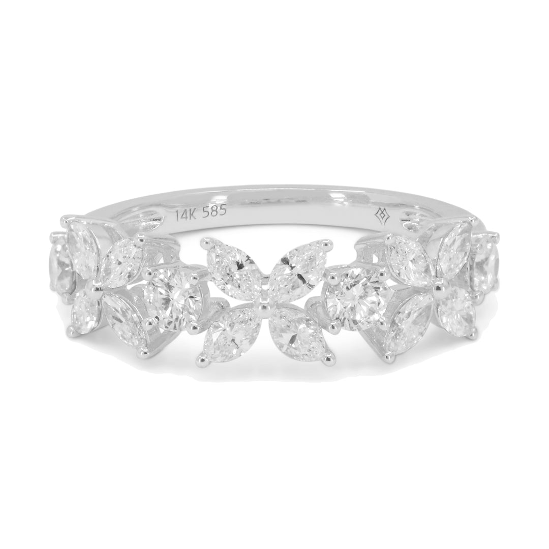 Madison L 14K White Gold Diamond Flower Ring - style R1750W