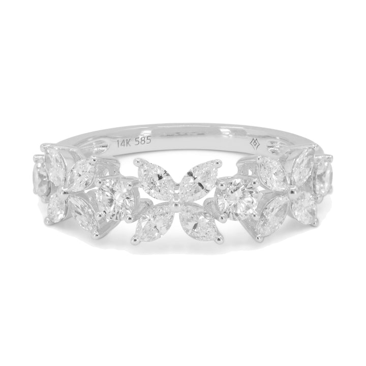 Madison L 14K White Gold Diamond Flower Ring - style R1750W