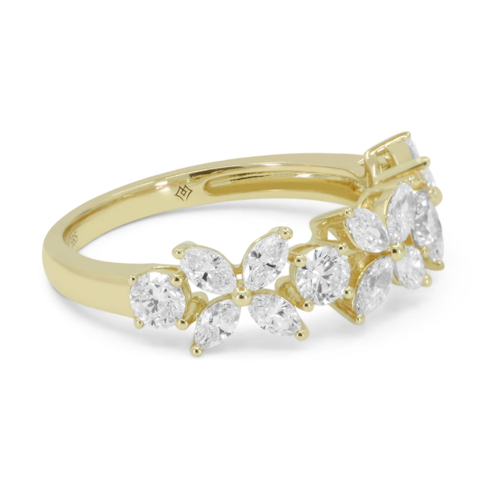 R1750 - 14K Gold Diamond Flower Ring