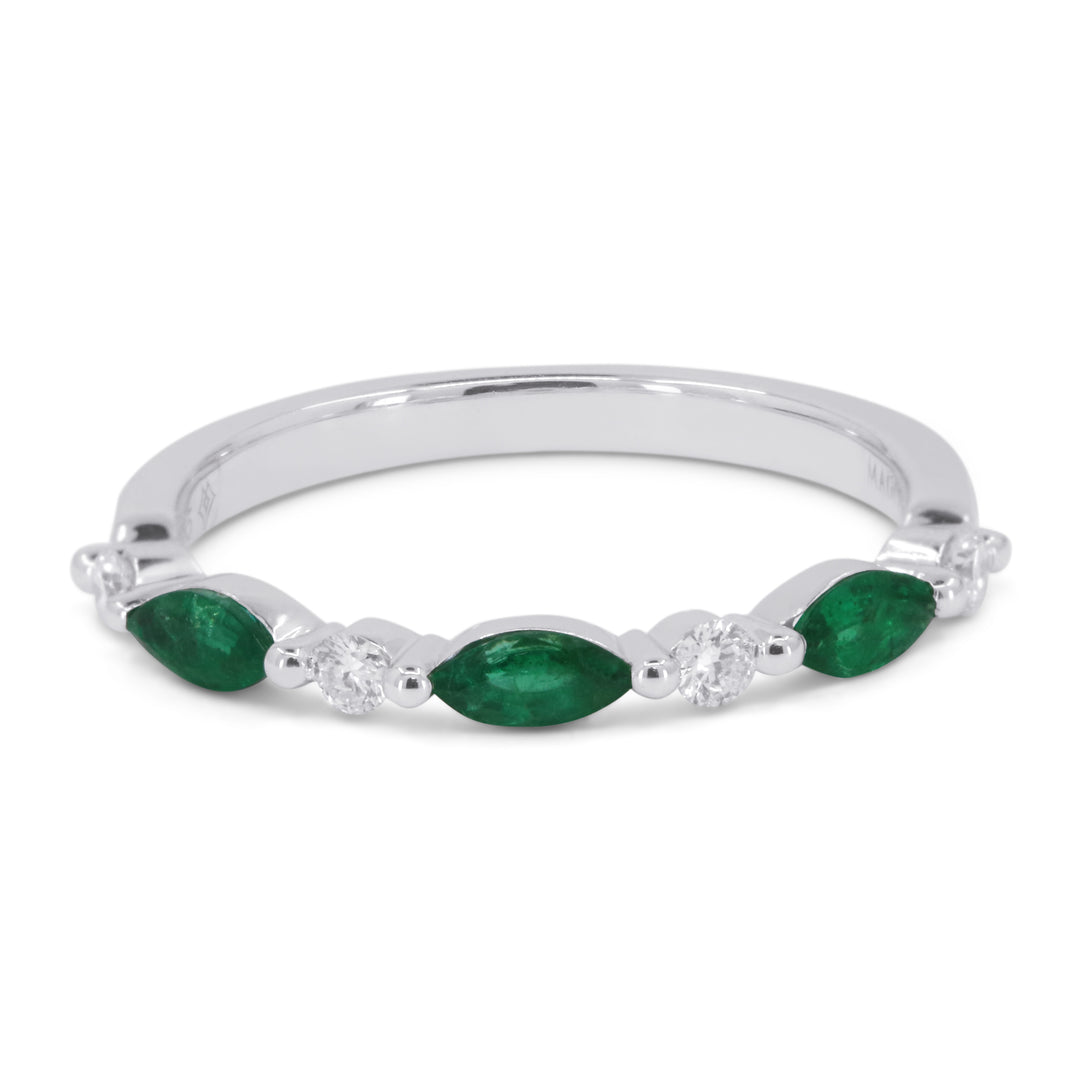 Madison L 14K White Gold Emerald Stackable Ring - style R1752EMW