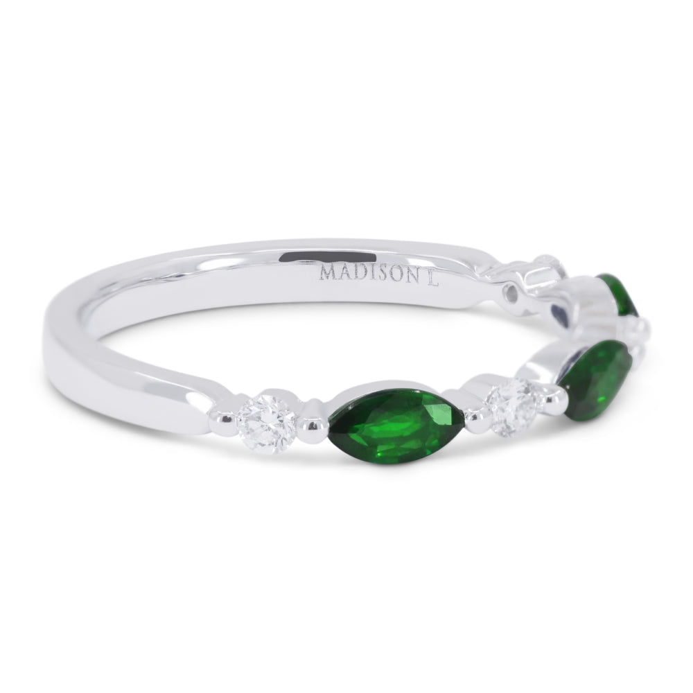 R1752 - 14K White Gold Emerald, Ruby & Sapphire Stackable Ring