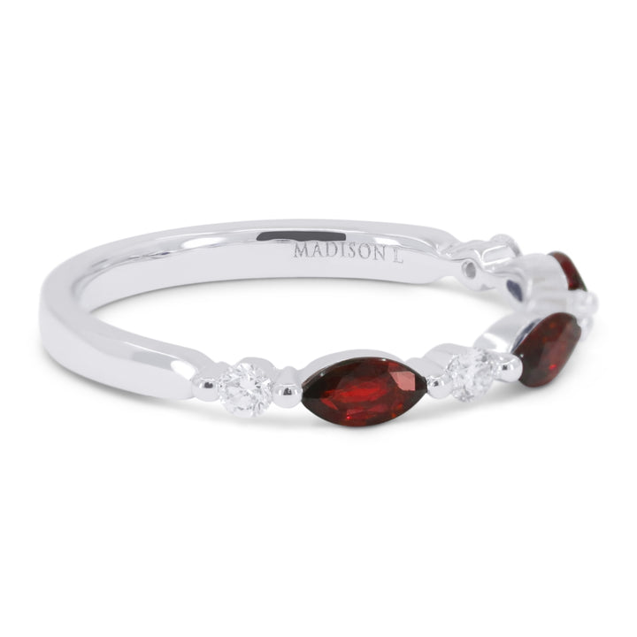 R1752 - 14K White Gold Emerald, Ruby & Sapphire Stackable Ring