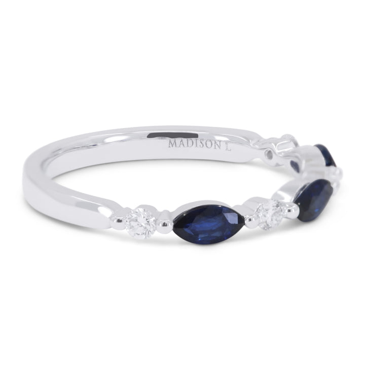 R1752 - 14K White Gold Emerald, Ruby & Sapphire Stackable Ring