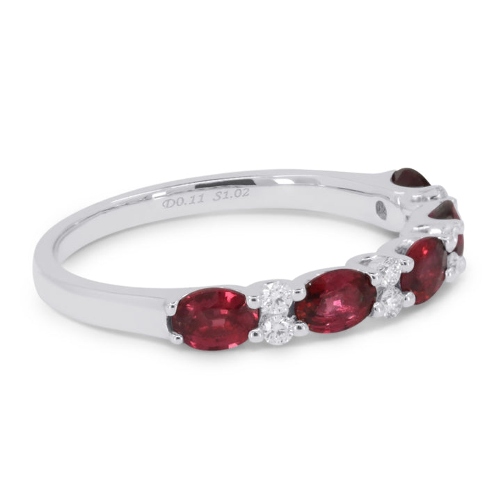 R1759 - 14K White Gold Ruby & Sapphire Stackable Ring