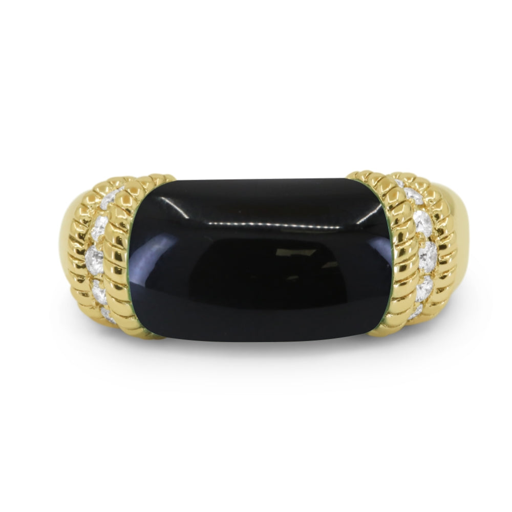 R1762 - 14K Yellow Gold Black Onyx & Turquoise Ring