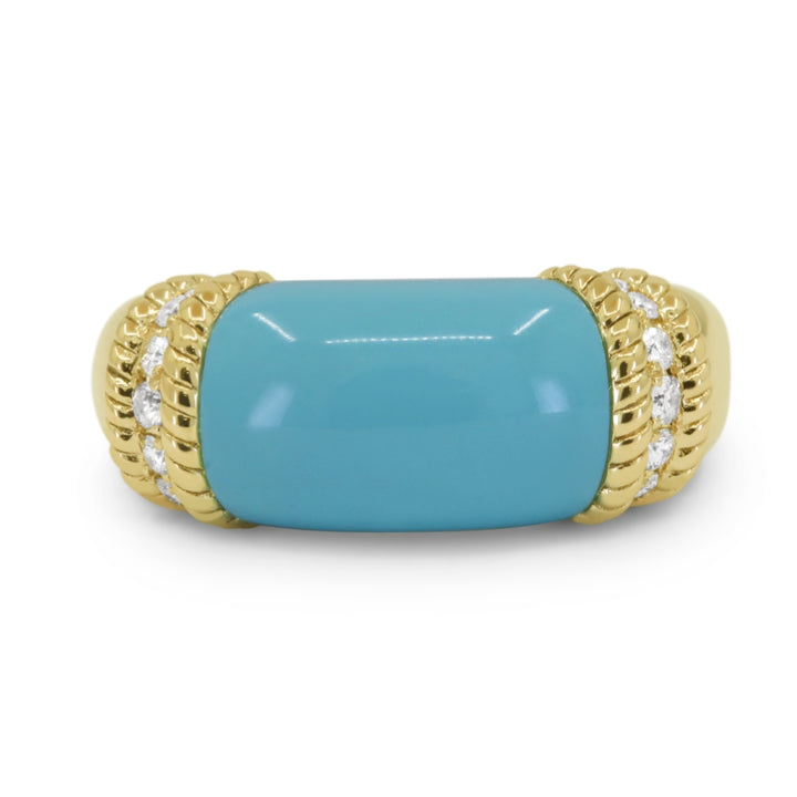 R1762 - 14K Yellow Gold Black Onyx & Turquoise Ring