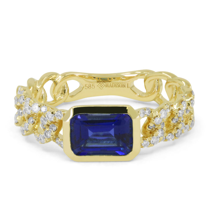 Madison L 14K Yellow Gold Created Sapphire Ring - style R1764BCY