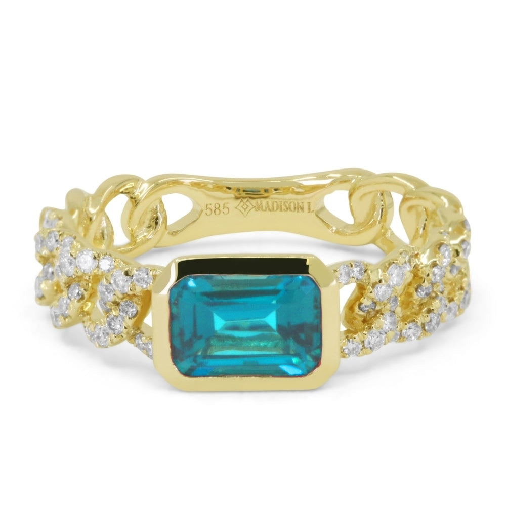 Madison L 14K Yellow Gold Created Tourmaline Paraiba Ring - style R1764CPARY