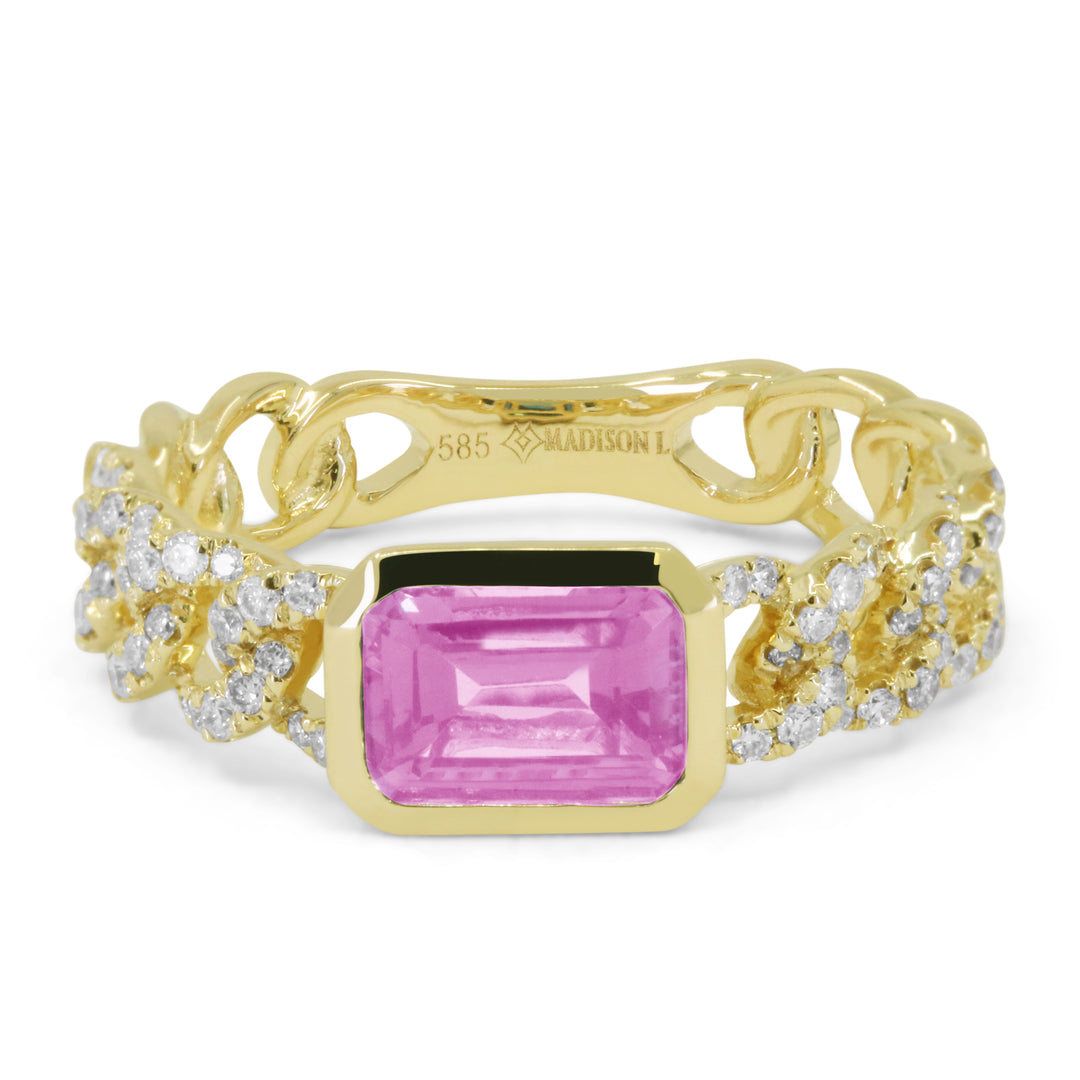 Madison L 14K Yellow Gold Created Pink Sapphire Ring - style R1764PCY
