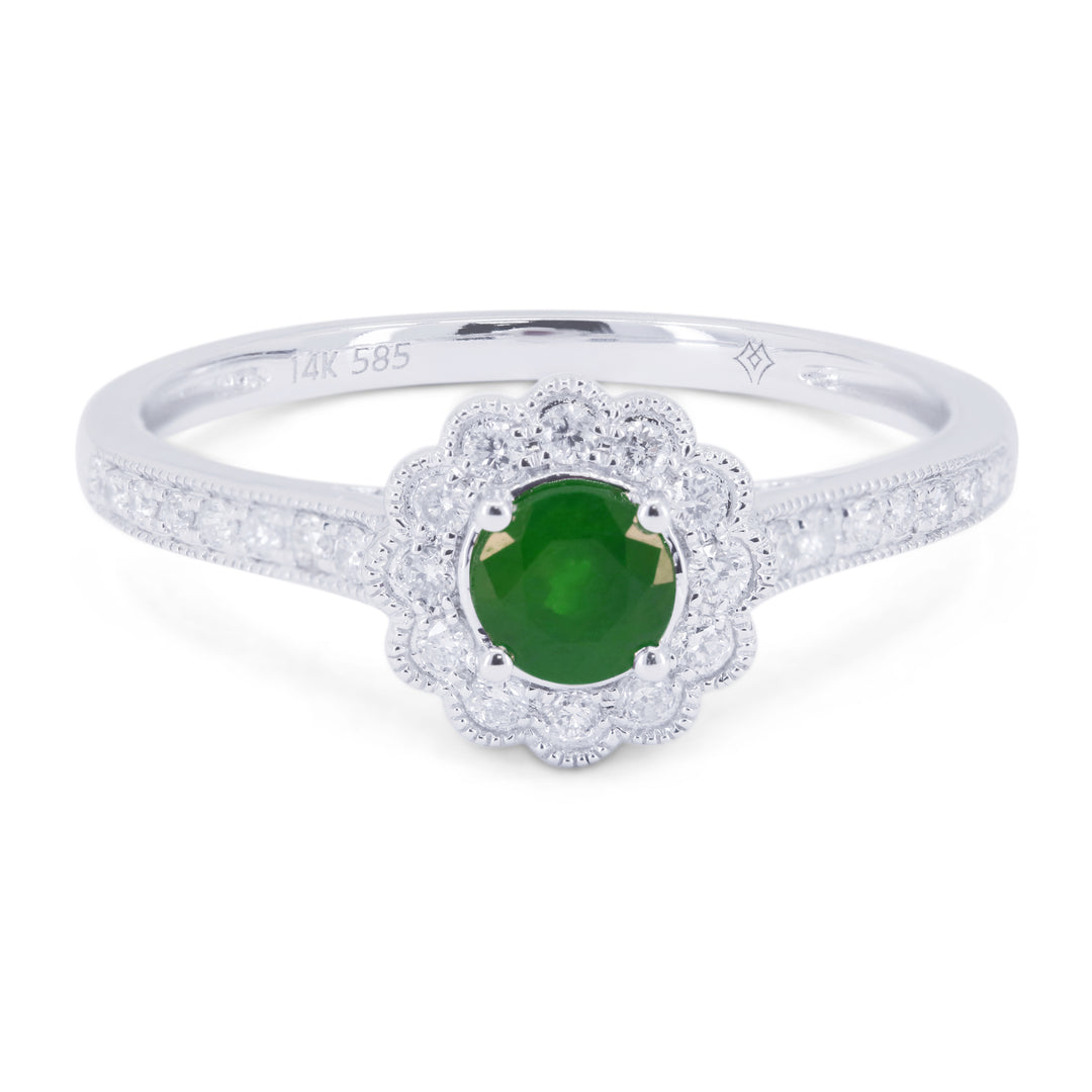Madison L 14K White Gold Emerald Round Ring - style R1772EMW