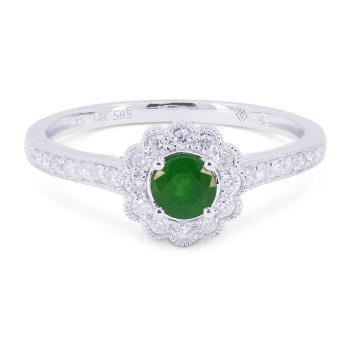 Madison L 14K White Gold Emerald Round Ring - style R1772EMW