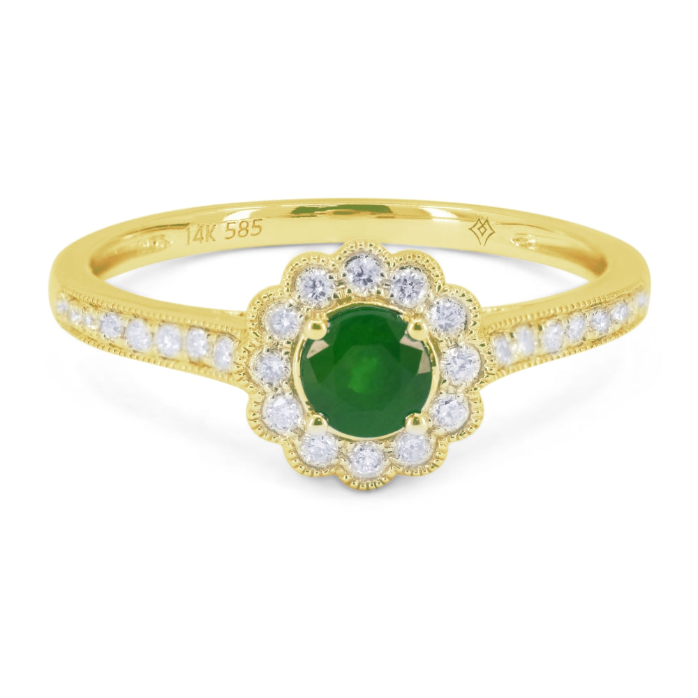 Madison L 14K Yellow Gold Emerald Round Ring - style R1772EMY