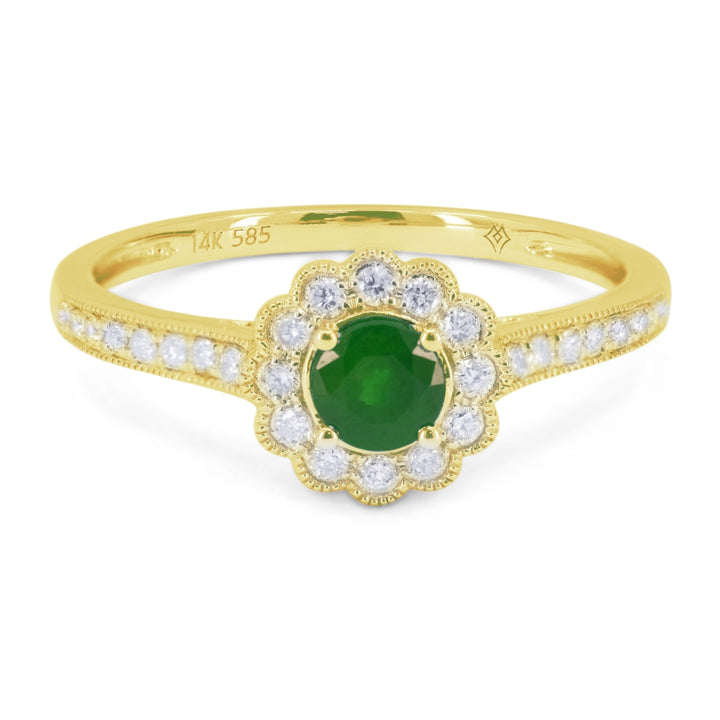 Madison L 14K Yellow Gold Emerald Round Ring - style R1772EMY