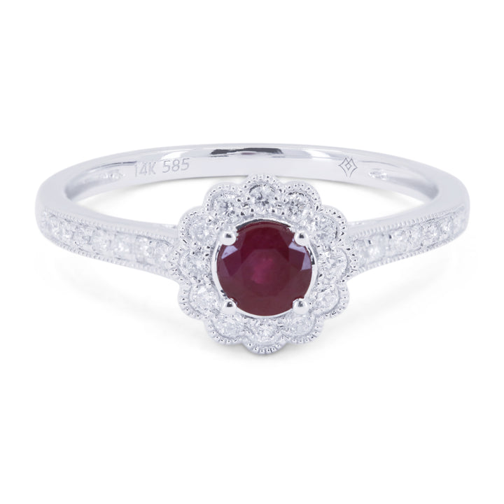 Madison L 14K White Gold Ruby Round Ring - style R1772RUW