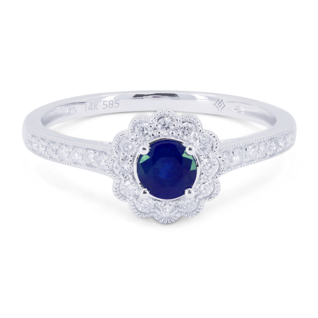 Madison L 14K White Gold Sapphire Round Ring - style R1772SAW
