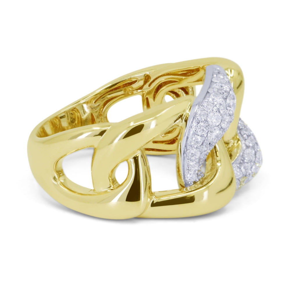 R1773 - 14K Two Tone Gold Diamond Paperclip Ring