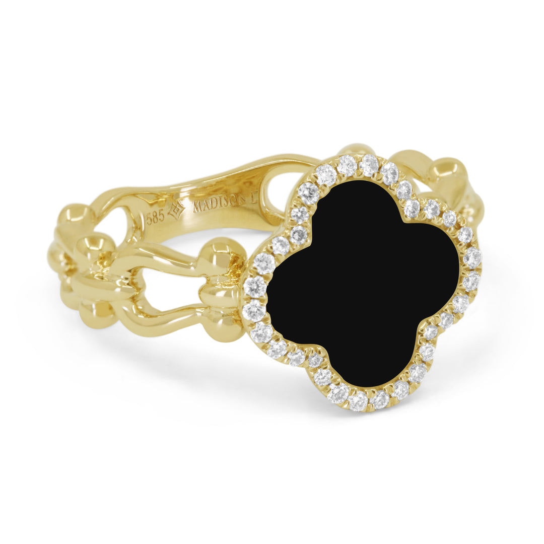 Madison L 14K Yellow Gold Black Onyx Flower Ring - style R1788BOY