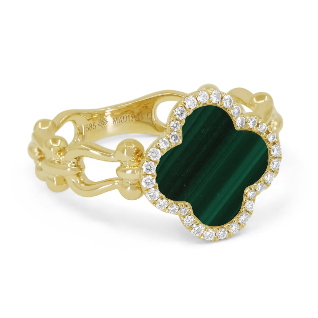 Madison L 14K Yellow Gold Malachite Flower Ring - style R1788MALY