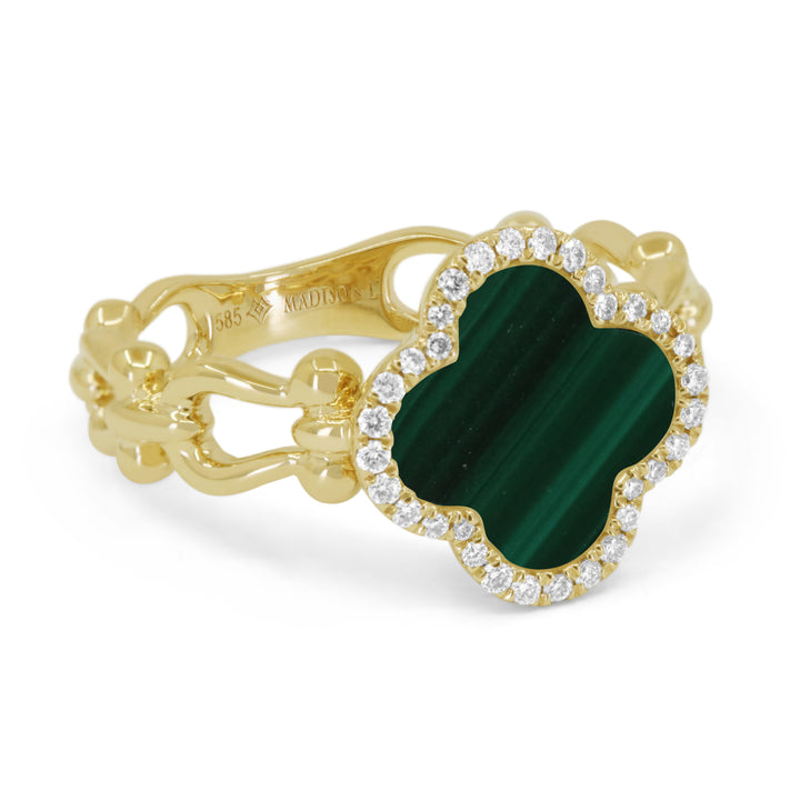 Madison L 14K Yellow Gold Malachite Flower Ring - style R1788MALY