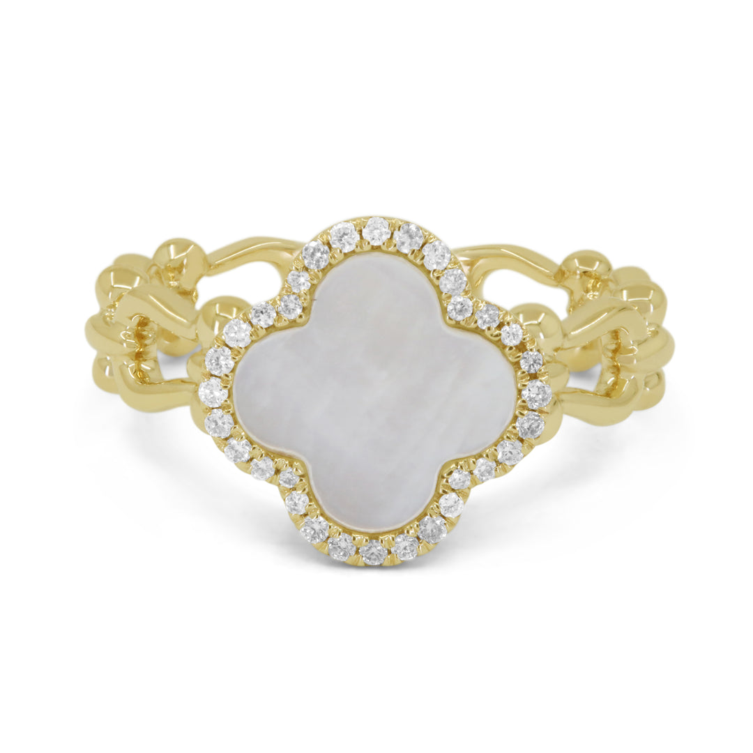 Madison L 14K Yellow Gold Mother of Pearl Flower Ring - style R1788MOPY