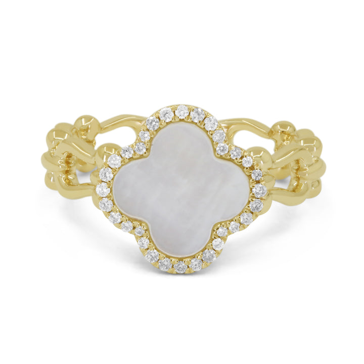 Madison L 14K Yellow Gold Mother of Pearl Flower Ring - style R1788MOPY
