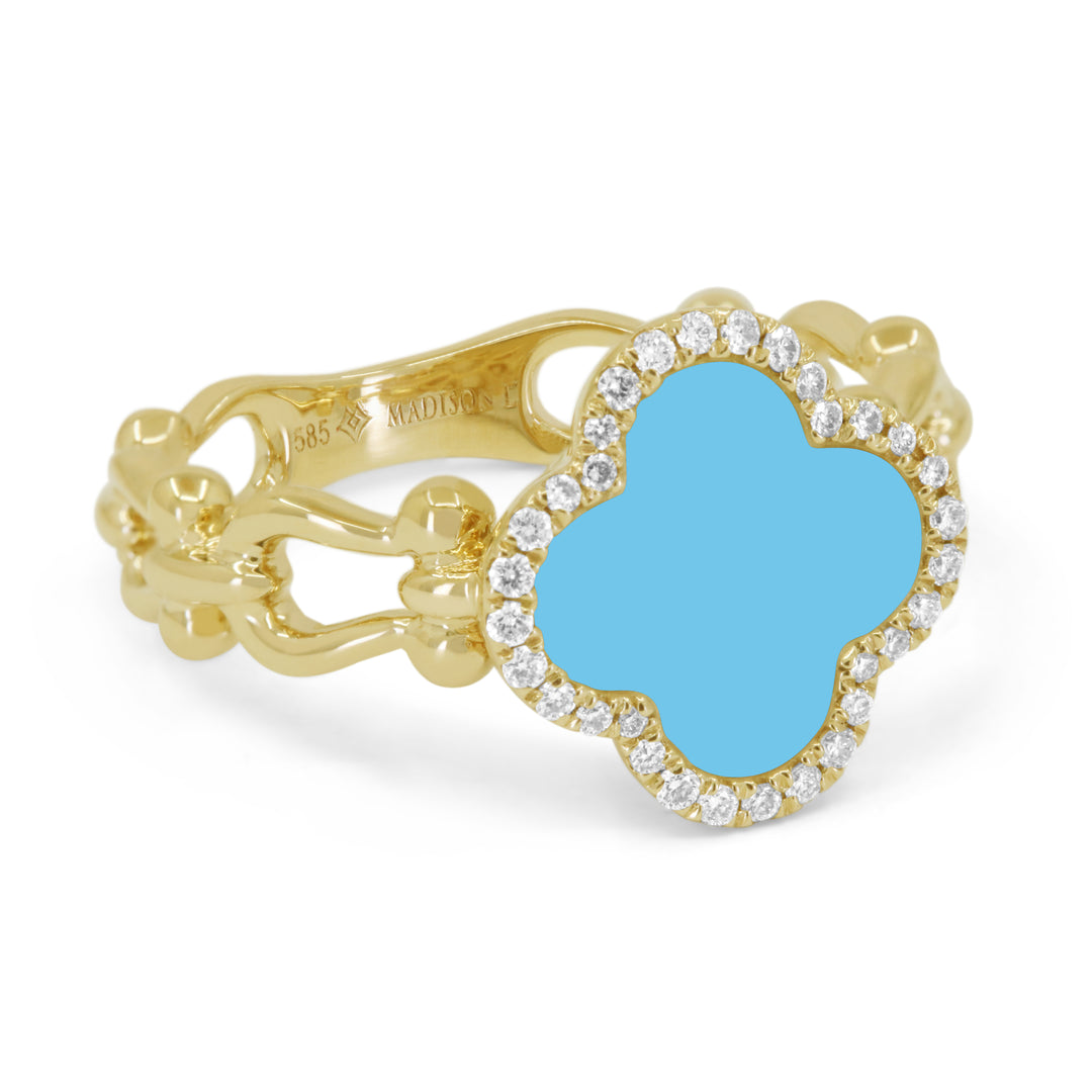 Madison L 14K Yellow Gold Turquoise Flower Ring - style R1788TQY