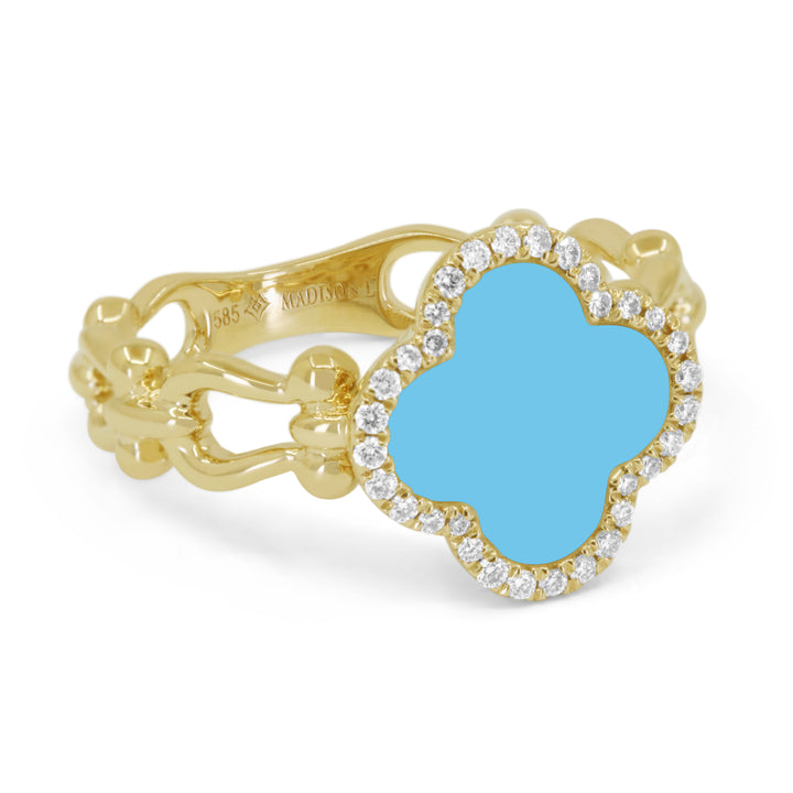 Madison L 14K Yellow Gold Turquoise Flower Ring - style R1788TQY