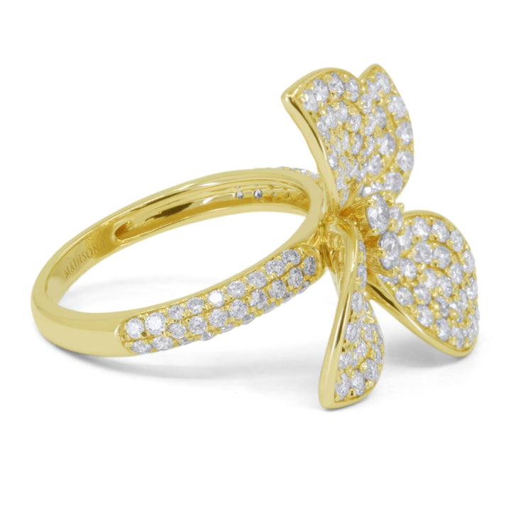 R1792 - 14K Yellow Gold Diamond Flower Ring