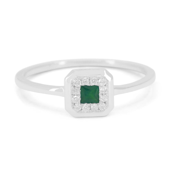Madison L 14K White Gold Emerald Cushion Ring - style R1802EMW